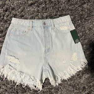 High waisted distressed mini shorts